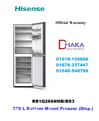 Hisense 270L RB1G266NMB Bottom Mount Freezer (Disp.)